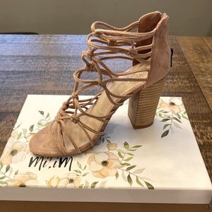 Faux Suede Heeled Sandal, Clara Rose, Size 8.5